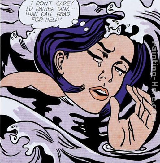 Drowning Girl painting - Roy Lichtenstein Drowning Girl art painting
